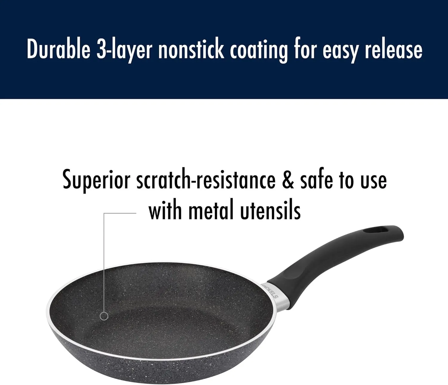 Henckels Everlift 8-inch Granitium Nonstick Frying Pan, Made in Italy, durable 3-layer granite-hued nonstick coating from recycled materials, Oven safe to 400°F, Dishwasher safe