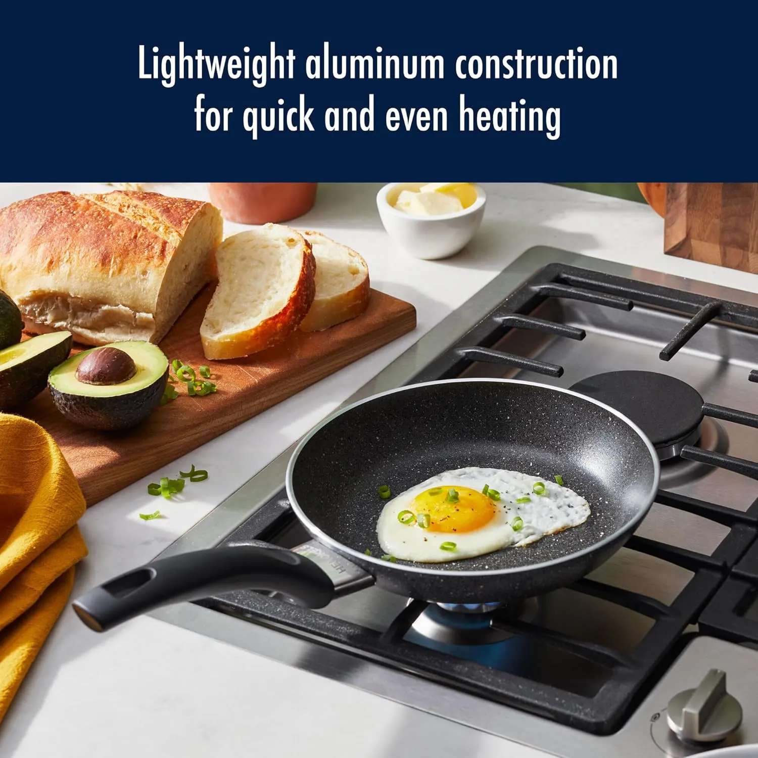 Henckels Everlift 8-inch Granitium Nonstick Frying Pan, Made in Italy, durable 3-layer granite-hued nonstick coating from recycled materials, Oven safe to 400°F, Dishwasher safe