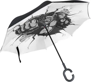 hengpai Gorilla King Kong Punches Reverse Inverted Inside Out Umbrella Cars Unigue Windproof UV Proof Double Layer for Men