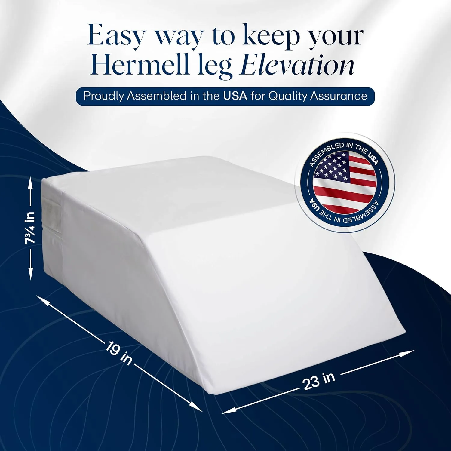 Hermell Zero Gravity Leg Rest Pillow – Foam Wedge for Post-Surgery Recovery, Back Pain Relief, Side Sleeping, Varicose Veins, Restless Legs, Includes Removable, Washable Cover White