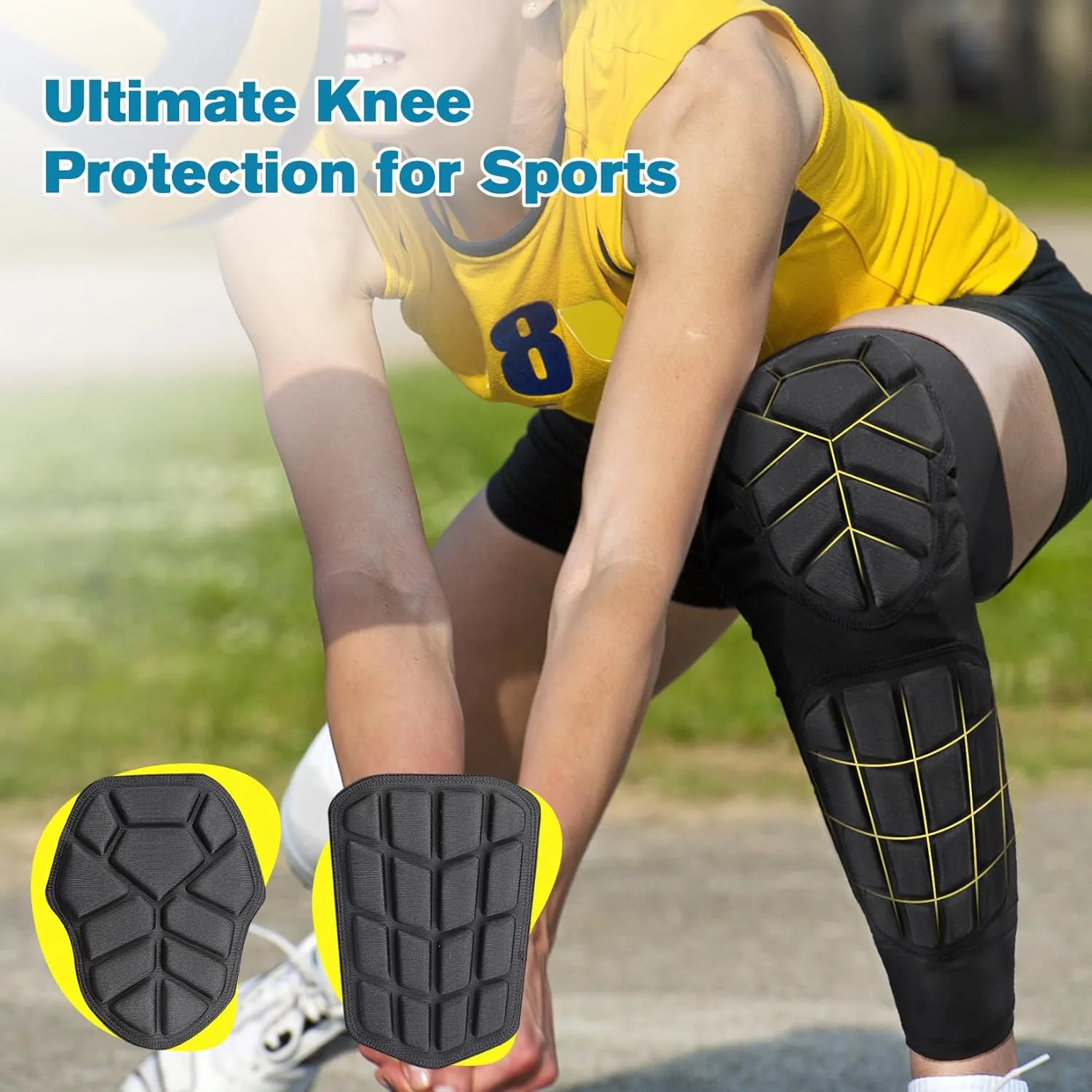 High-Density EVA Foam Padded Knee Calf Pads -Gym Knee Protectors, Non-Slip Sports Knee Guards for Running, Basketball, Fitness, and Workout for Men Women