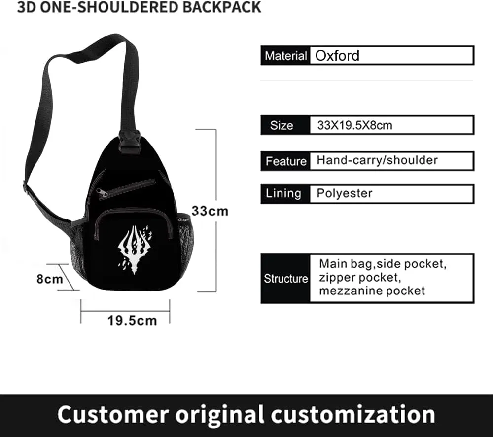 Hollow Knight Merch Women Men Multipurpose Bag Cosplay Backpack Casual Fashion Daypack (Black-Chest bag)