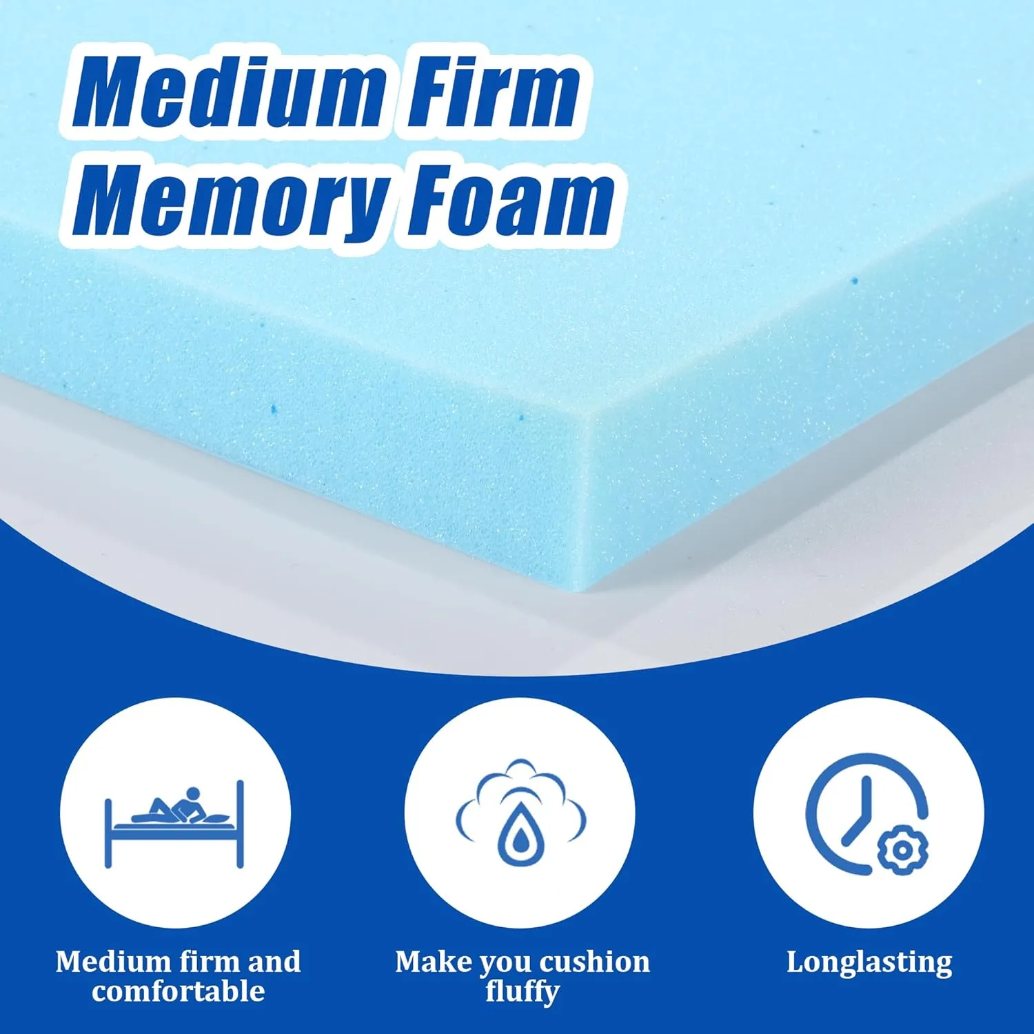 HOMBYS Upholstery Foam Memory, 1/2" Height 72" L x 24" W High Density Foam Padding Couch Cushion Support,Cut to Size Foam Furniture Replacement Pad for Sofa, Mattress Sag Support, 0.5" H, Blue