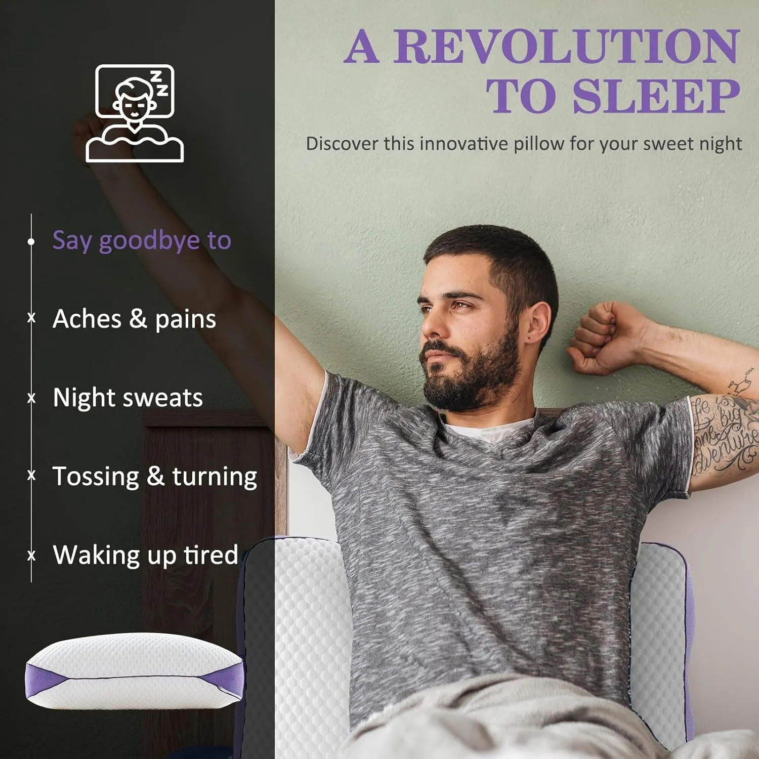 HOMELAB Adjustable Shredded Memory Foam Pillows King Size, Cooling Bed Pillows for Sleeping with Removable Cover, 2 Packs Medium Pillows for Side Stomach & Back Sleepers, 20"x34"
