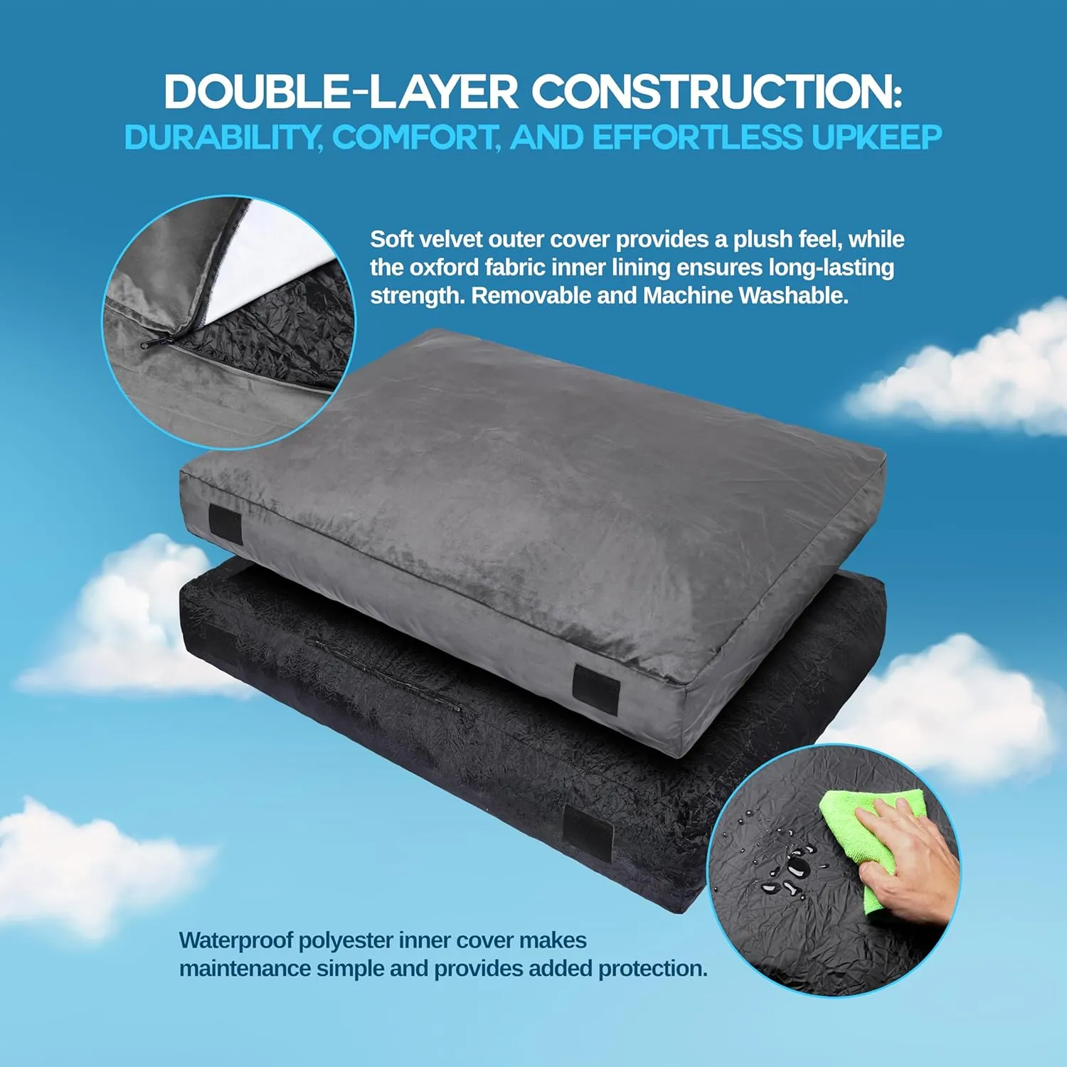Homewell 3 x 4 Ft Crash Pad – Soft Velvet Cover Sensory Crash Pad for Kids with Durable Shock-Absorbing Foam, Machine Washable Cover, Ultimate Comfort and Safety for Kids, Adults and Pets (Gray)