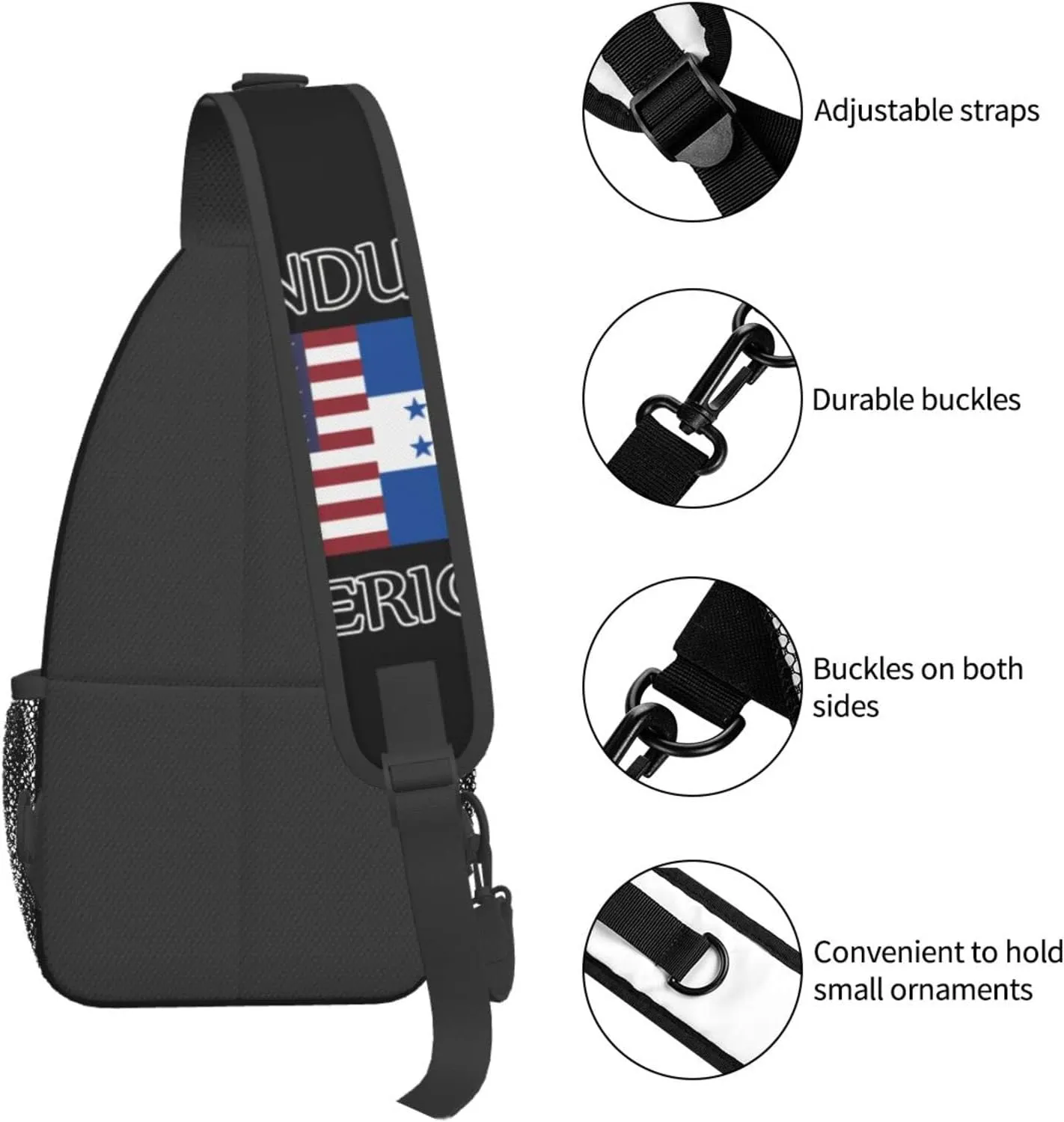 Honduras American Flag Outdoor Cross-body Shoulder Bag, Unisex Backpack For Women Men Young Hiking Travel