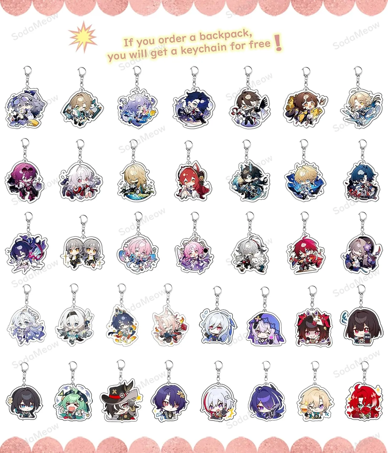 Honkai Star Rail Backpack Women Men Unisex Robin Rucksack Firefly Black Bag HSR Kawaii Anime Backpack (Black-Blade)