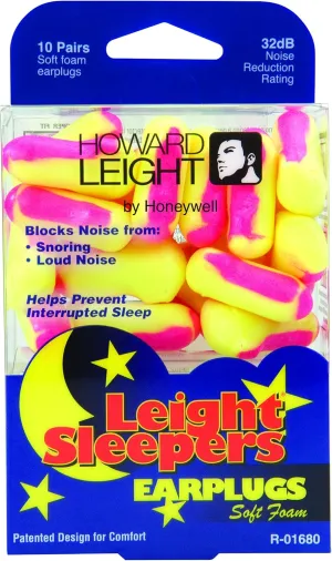Howard Leight by Honeywell Leight Sleepers Disposable Foam Sleep Earplugs, 10-Pairs (R-01680)