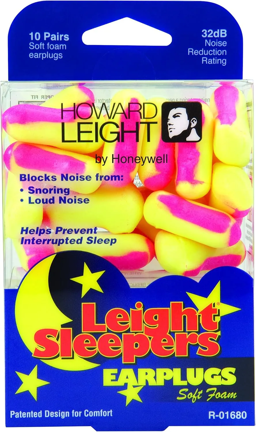 Howard Leight by Honeywell Leight Sleepers Disposable Foam Sleep Earplugs, 10-Pairs (R-01680)