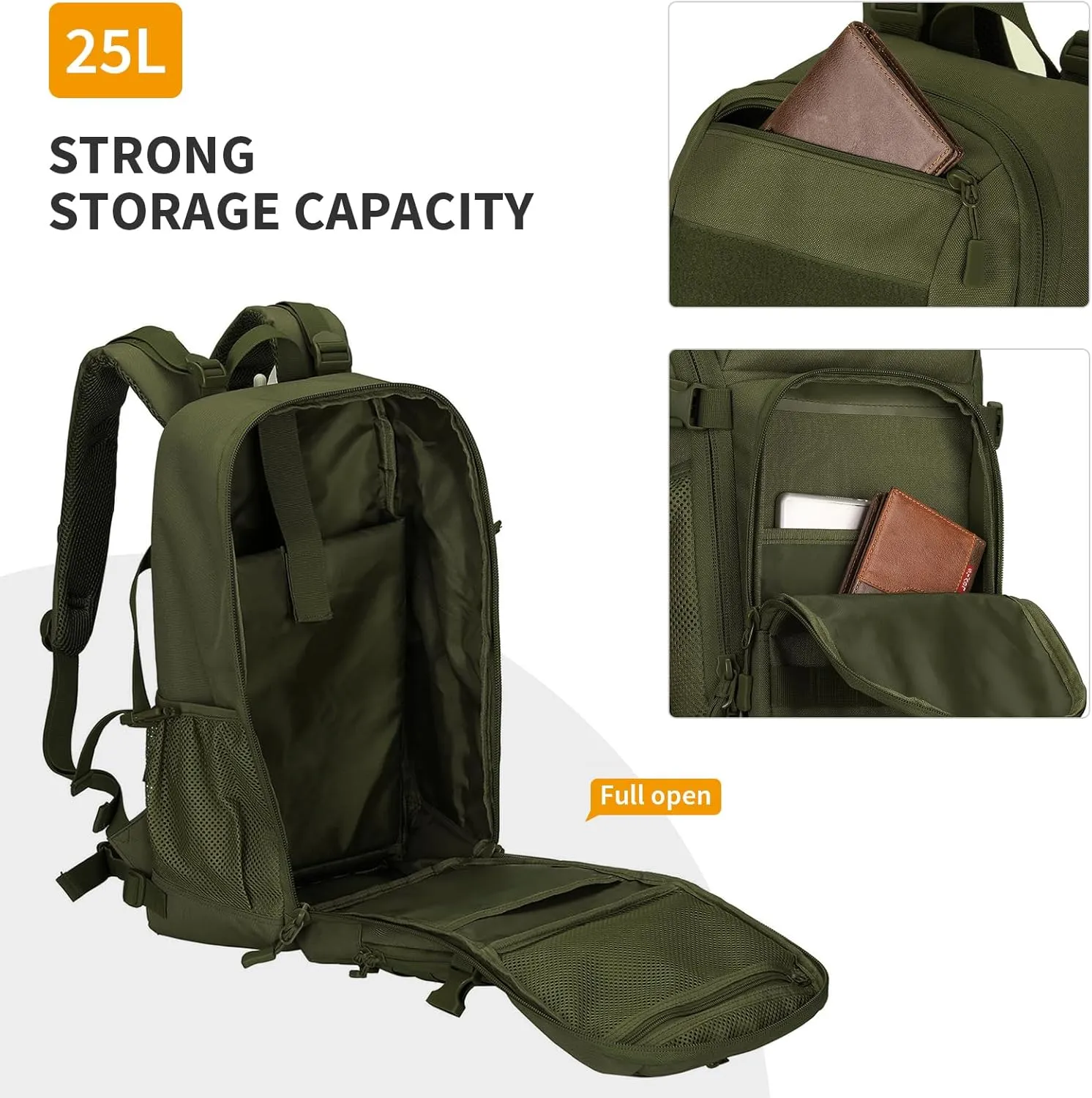 HUNTVP Military MOLLE Backpack Hunting Rucksack Gear Tactical Backpack Assault Pack 25L (Army Green)