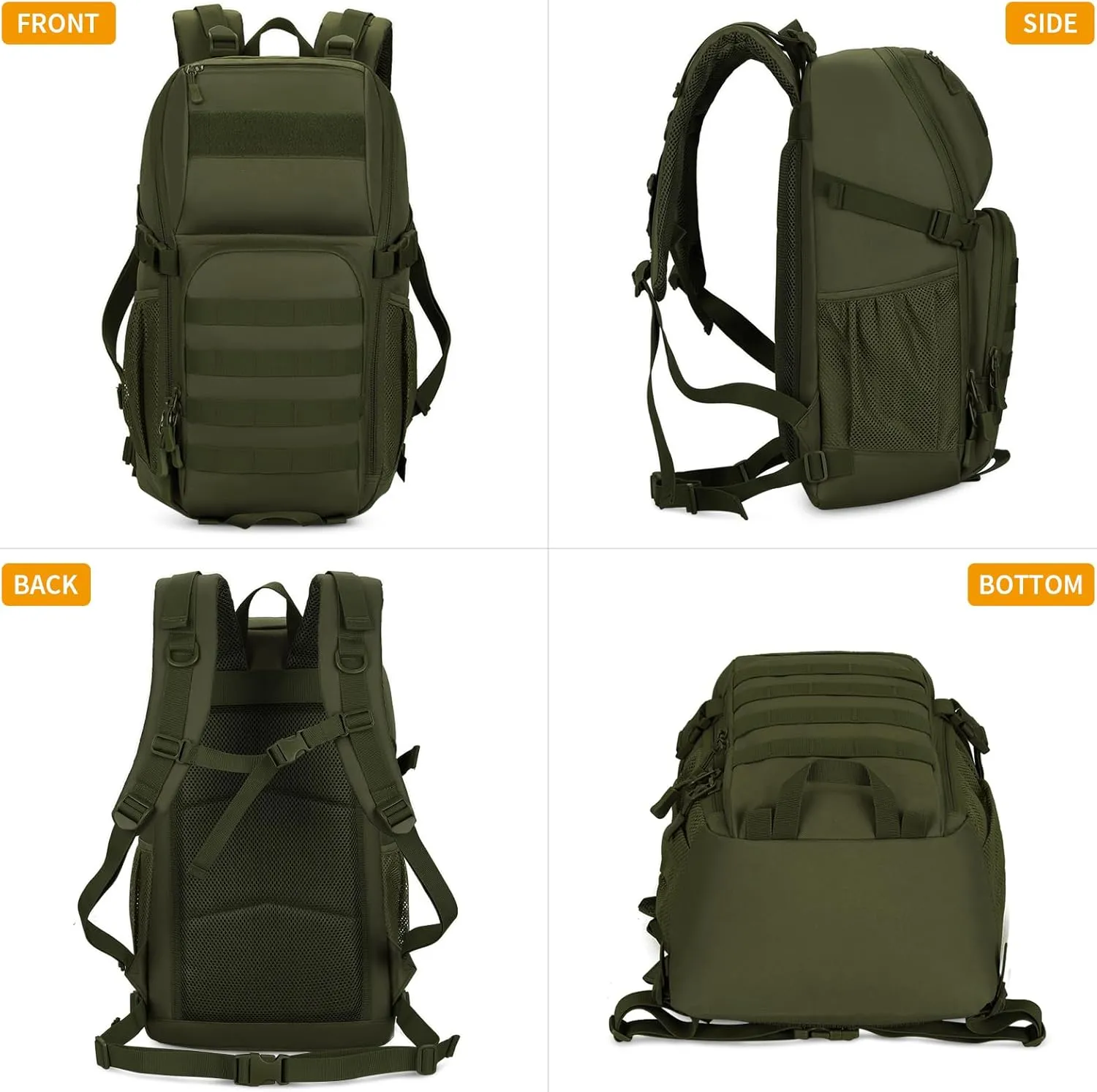 HUNTVP Military MOLLE Backpack Hunting Rucksack Gear Tactical Backpack Assault Pack 25L (Army Green)