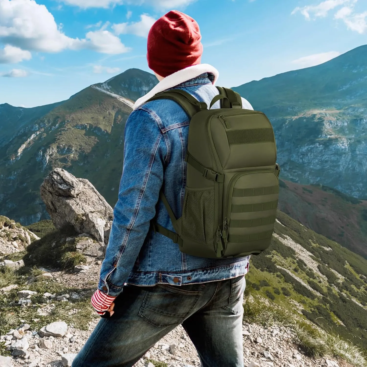 HUNTVP Military MOLLE Backpack Hunting Rucksack Gear Tactical Backpack Assault Pack 25L (Army Green)