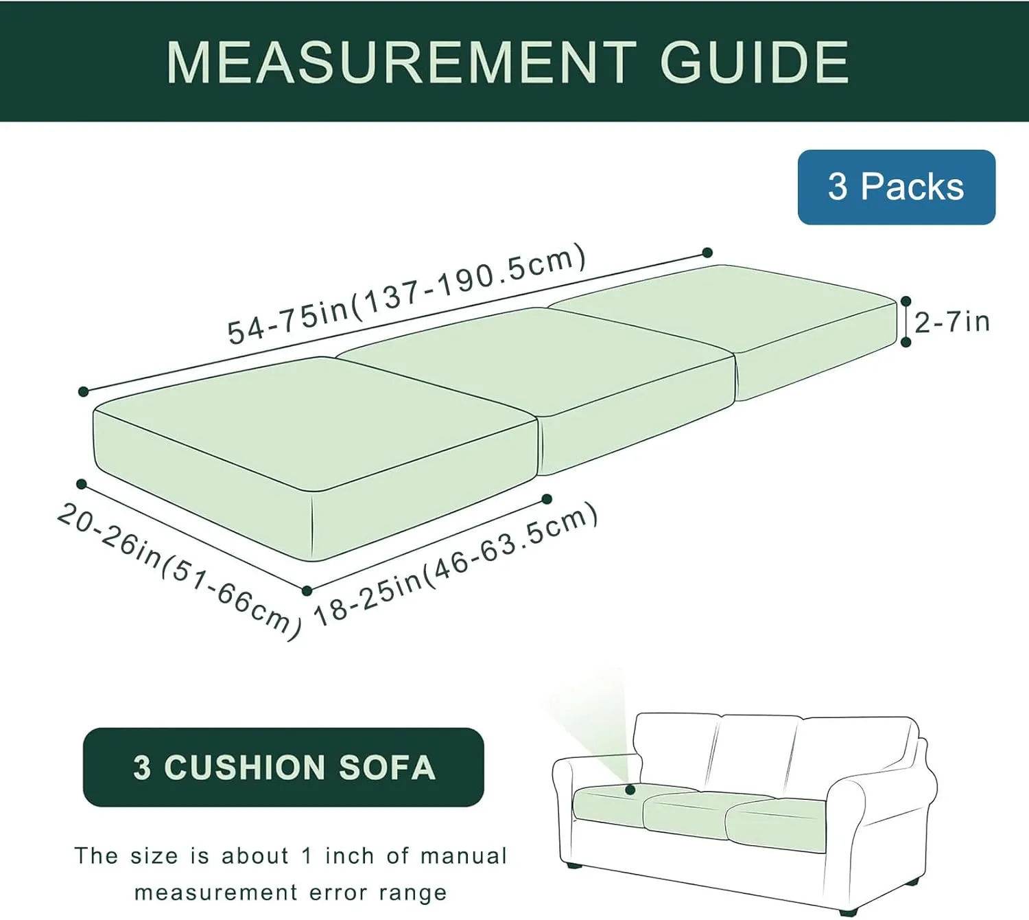 hyha Waterproof Couch Cushion Covers, Stretch Magic Sofa Seat Slipcover, Waterproof Sectional Couch/Sofa Cushion Covers for Pets Washable with Elastic Bottom(3PC, Grey)
