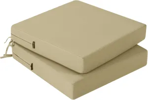 idee-home Outdoor Chair Cushions Set of 2, Waterproof Outdoor Seat Cushions for Patio Furniture, Outside Replacement Chair Pad with Ties for Lawn Deck Porch, 19 x 19