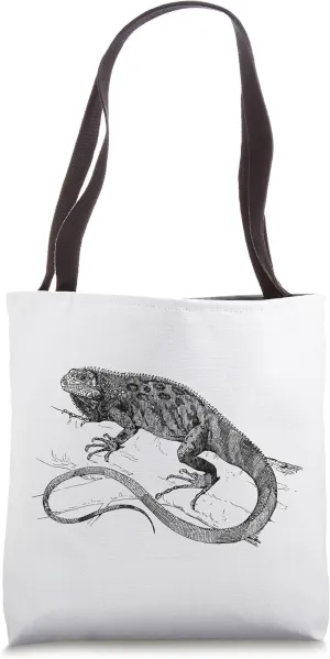 Iguana Reptile Lizard vintage illustration funny Tote Bag