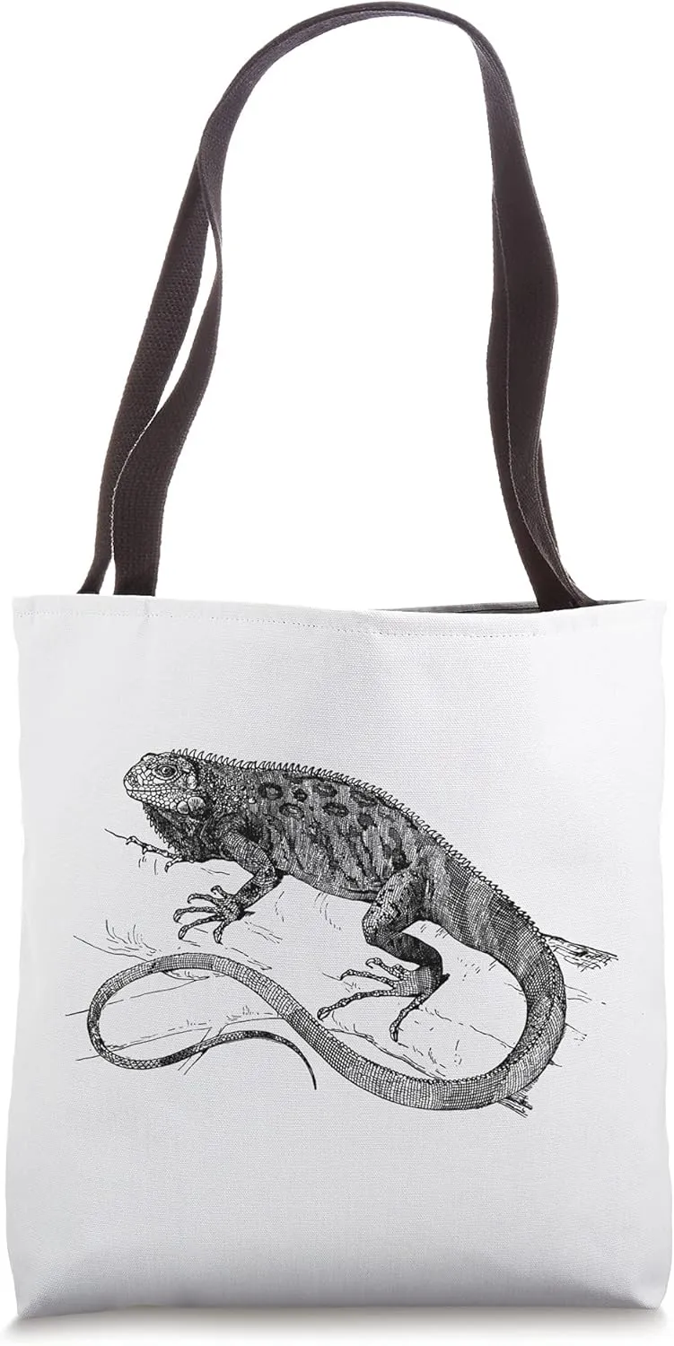 Iguana Reptile Lizard vintage illustration funny Tote Bag