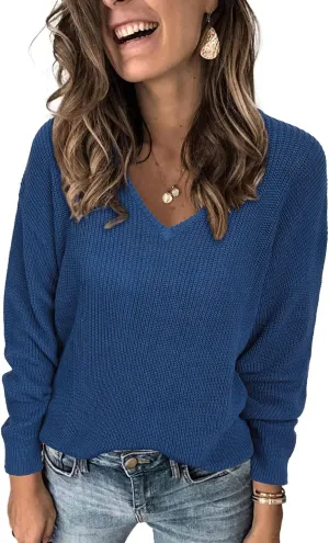II ININ Women's Fall Sweater 2024 Long Sleeve Tops Fashion Outfits Trendy Casual V Neck Oversized Pullover Sweaters