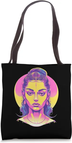 Inanna Synthwave Ishtar Goddess Queen Of Heaven Tote Bag