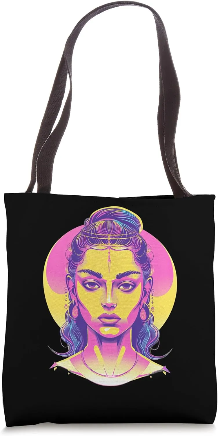 Inanna Synthwave Ishtar Goddess Queen Of Heaven Tote Bag