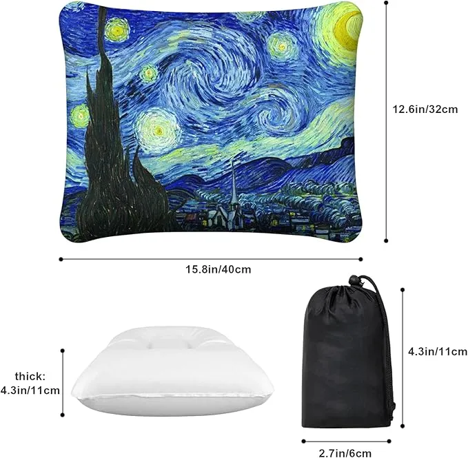 Inflatable Camping Pillow, Patterned Travel Backpacking Pillow, Lightweight & Portable Hiking Beach Pillow, Travel Camping Essential Accessories for Adult & Kids