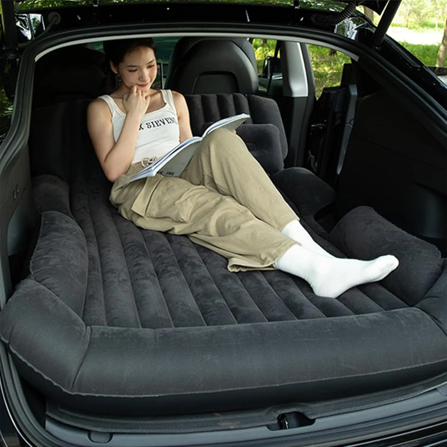 Inflatable Car Bed for Chevrolet Statesman Veritas Rezzo Equinox G2X Trailblazer Car Airbed Air Bed Travel Inflation Mattress Outdoor Travel Camping Sleeping Air Bed,Grey
