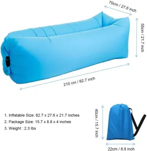 Inflatable Lounger Air Chair Sofa Bed Sleeping Bag Couch for Beach Camping Lake Garden (Blue-2)