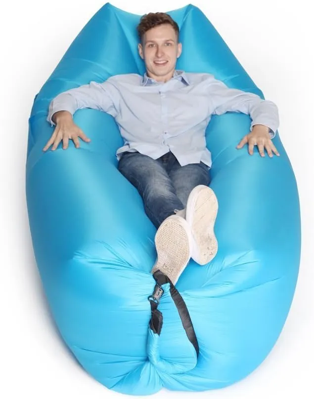 Inflatable Lounger Air Chair Sofa Bed Sleeping Bag Couch for Beach Camping Lake Garden (Blue-2)