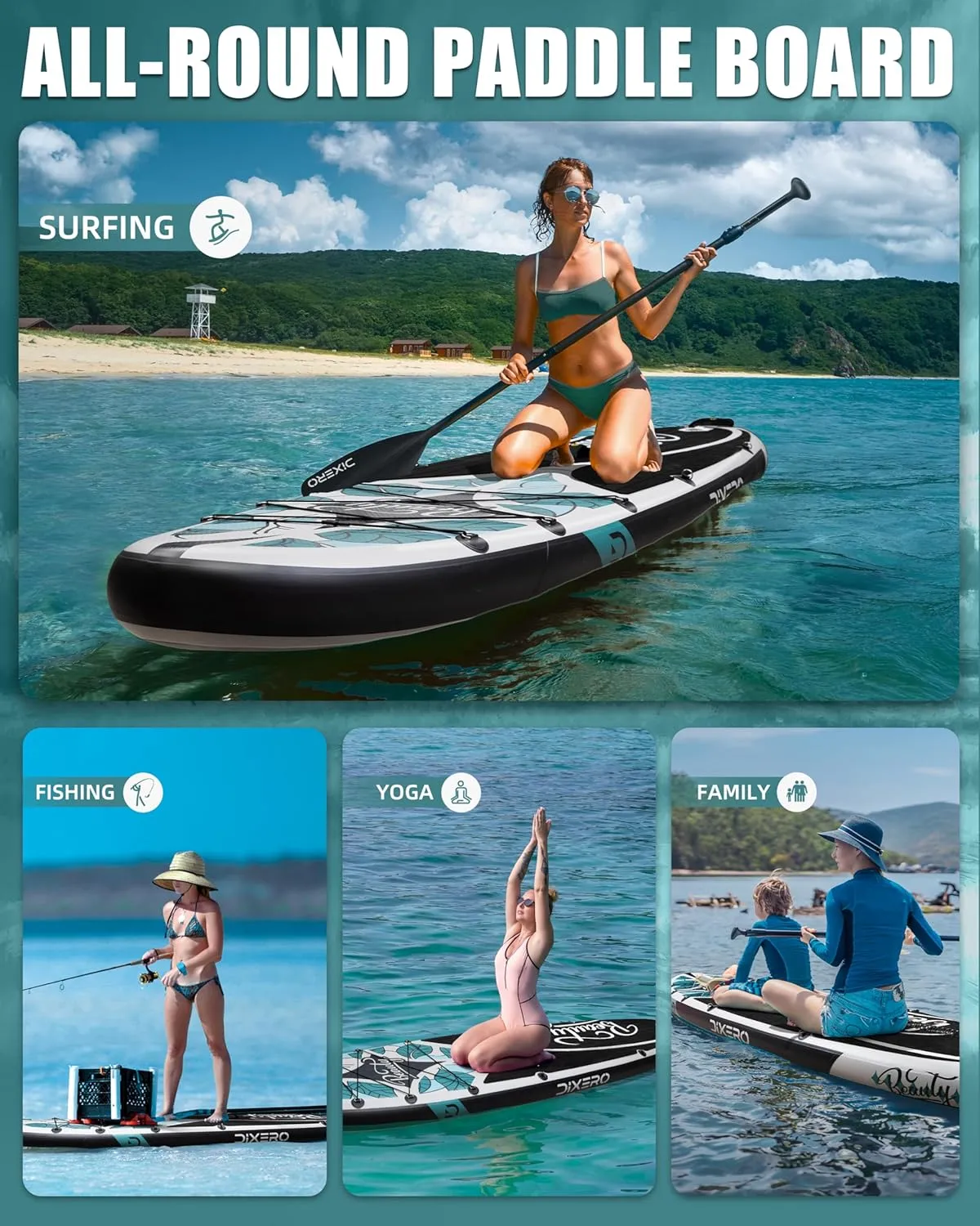 Inflatable Stand Up Paddle Board 11'*33", Extra Wide Paddle Boards for Adults, SUP with Premium Accessories, Adjustable Paddle, Hand Pump, Bottom Fin, Leash Waterproof Phone Bag