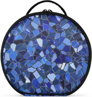 Irregular Polygon Design Electric Blue Toiletry Bags Vertical Free-Standing Lightweight Cosmetic Bag For Women with adjustable dividers 11 IN