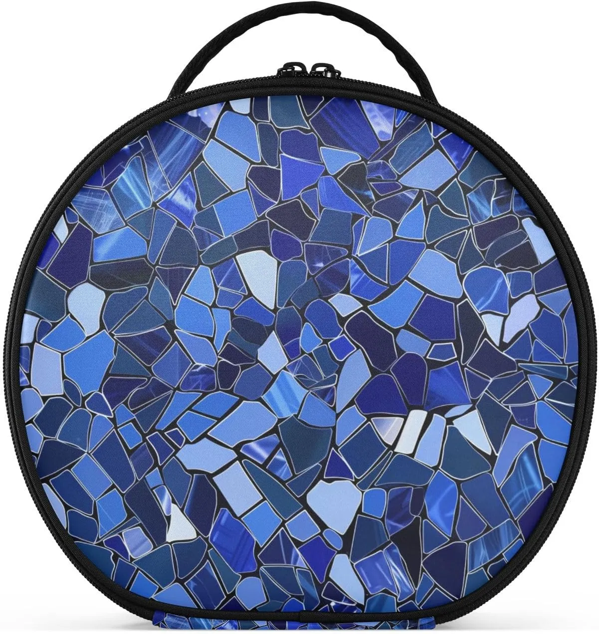Irregular Polygon Design Electric Blue Toiletry Bags Vertical Free-Standing Lightweight Cosmetic Bag For Women with adjustable dividers 11 IN