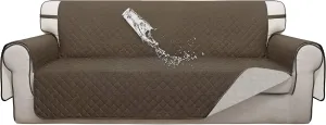 ISSUNTEX Double Protection 100% Waterproof Sofa Covers for Living Room, Couch Covers for 3 Cushion Couch Sofa, Reversible Furniture Protector Sofa Cover for Dogs, Pets, Kids (Sofa, Camel/Ivory)