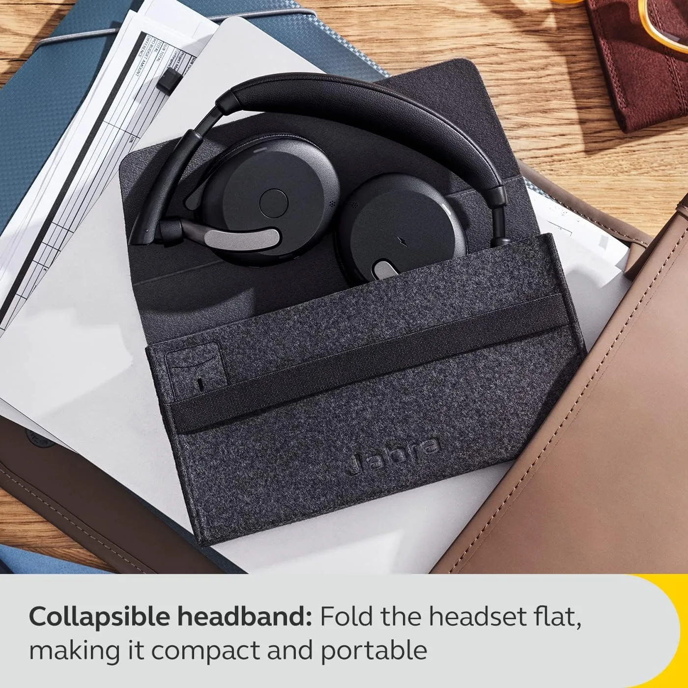 Jabra Evolve2 65 Flex Stereo Headset with Bluetooth, Wireless Charging Pad - Noise-Cancelling ClearVoice Technology & Hybrid Active Noise Cancellation - Works with Leading UC Platforms - Black
