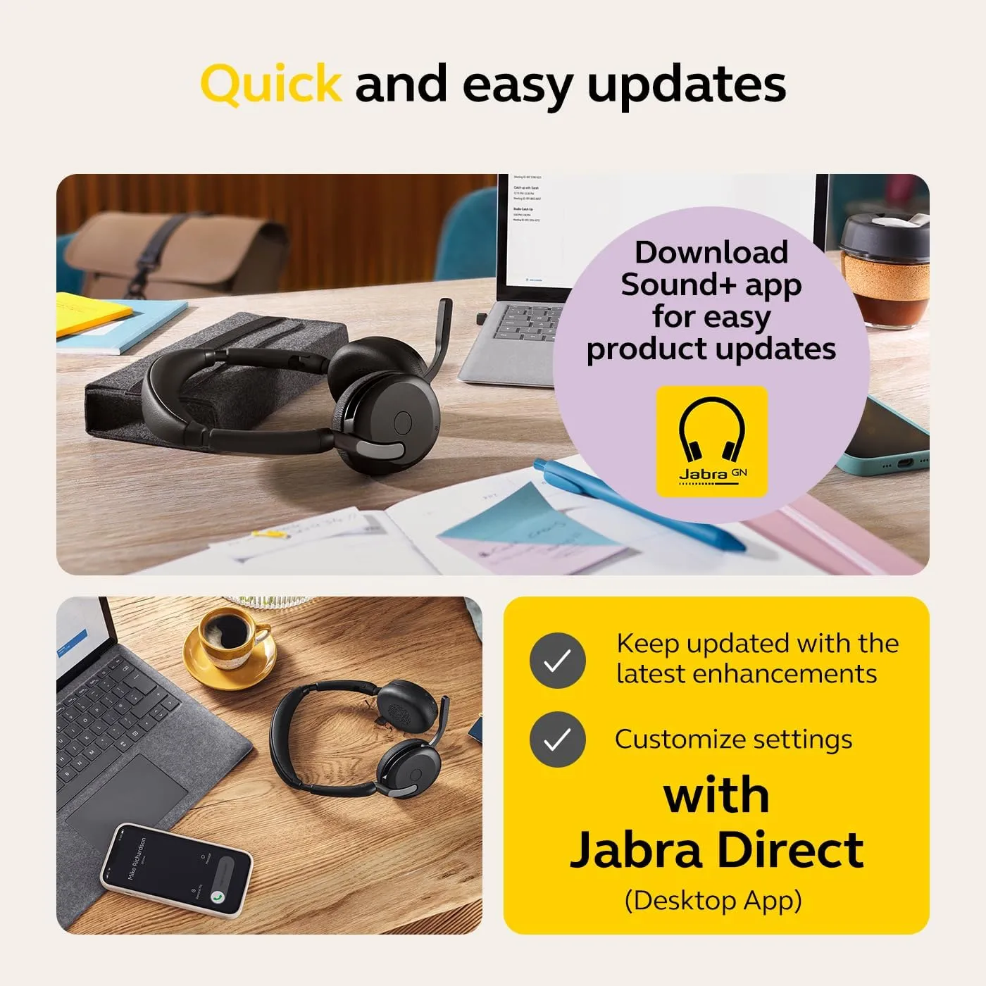 Jabra Evolve2 65 Flex Stereo Headset with Bluetooth, Wireless Charging Pad - Noise-Cancelling ClearVoice Technology & Hybrid Active Noise Cancellation - Works with Leading UC Platforms - Black