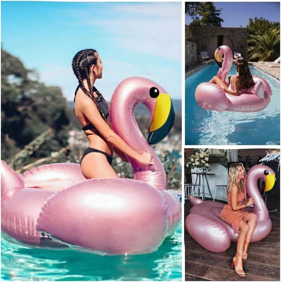 Jasonwell Giant Inflatable Flamingo Pool Float with Fast Valves Summer Beach Swimming Pool Floatie Lounge Floating Raft Outdoor Party Decorations Toys for Adults Kids (XXXL)