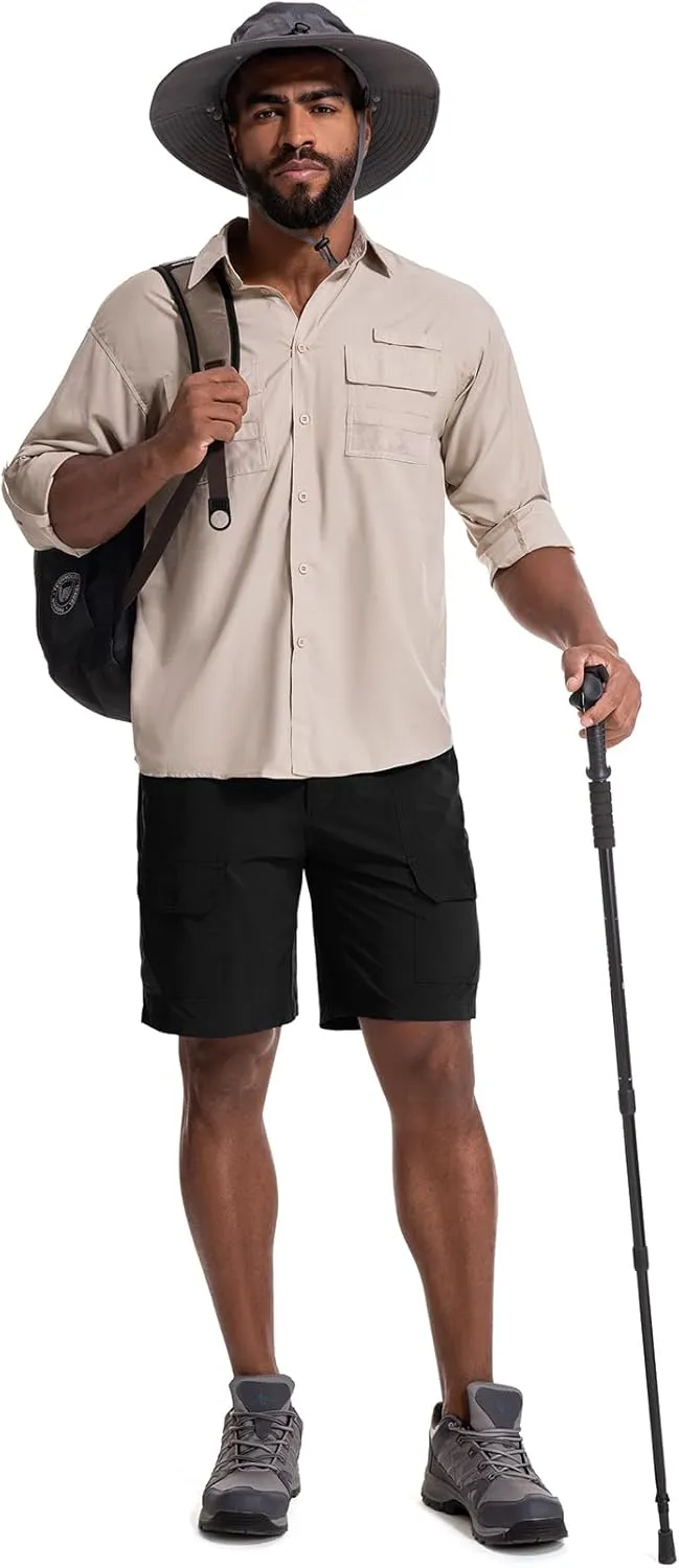 Jessie Kidden Mens Stretch Casual Lightweight Water Resistant Quick Dry Cargo Fishing Hiking Shorts