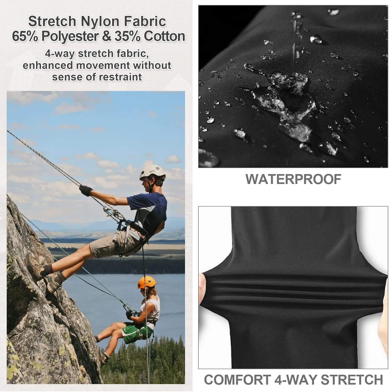 Jessie Kidden Mens Stretch Casual Lightweight Water Resistant Quick Dry Cargo Fishing Hiking Shorts