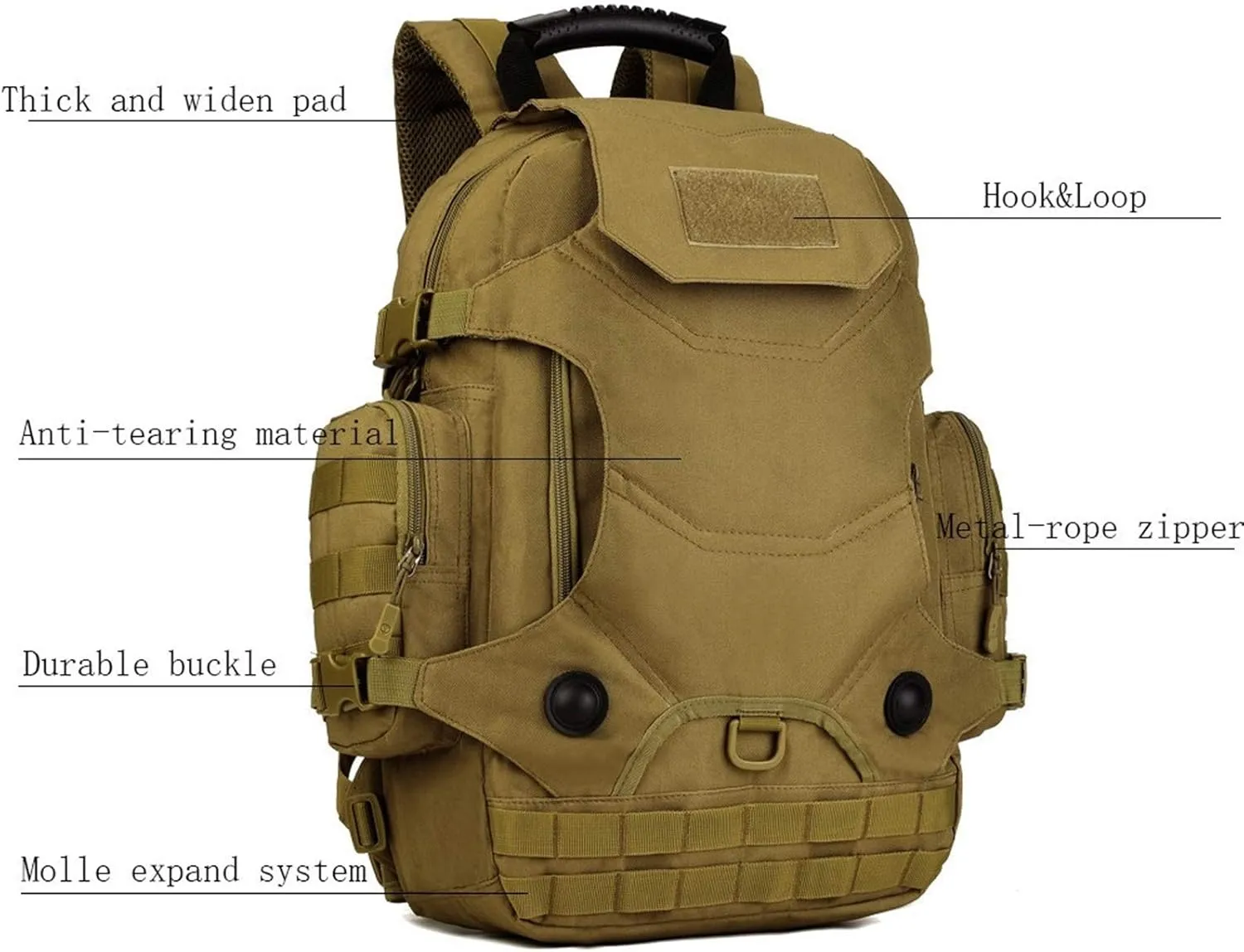Jungle Leopard 40L Travel Rucksack Tsctical Backpack Army Molle Outdoor Sport Bag Men Camping Hiking Military (Color : S427-40L-CP)