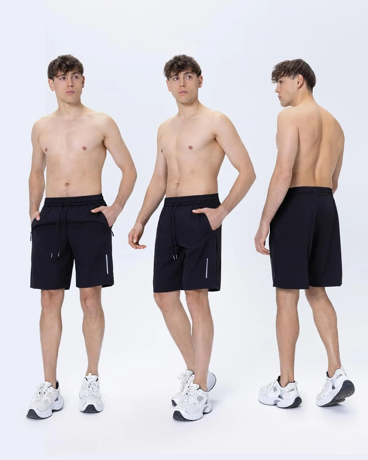 JWJ Mens Athletic Gym Workout Shorts Lightweight Quick Dry Running Basketball Shorts with Zipper Pockets