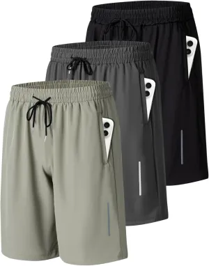 JWJ Mens Athletic Gym Workout Shorts Lightweight Quick Dry Running Basketball Shorts with Zipper Pockets