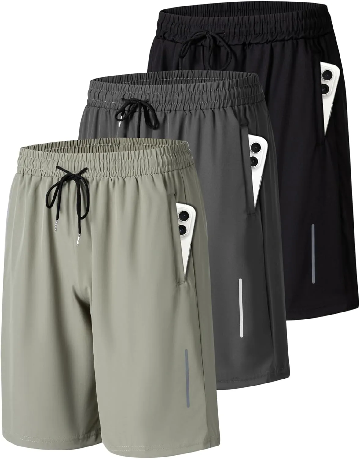 JWJ Mens Athletic Gym Workout Shorts Lightweight Quick Dry Running Basketball Shorts with Zipper Pockets