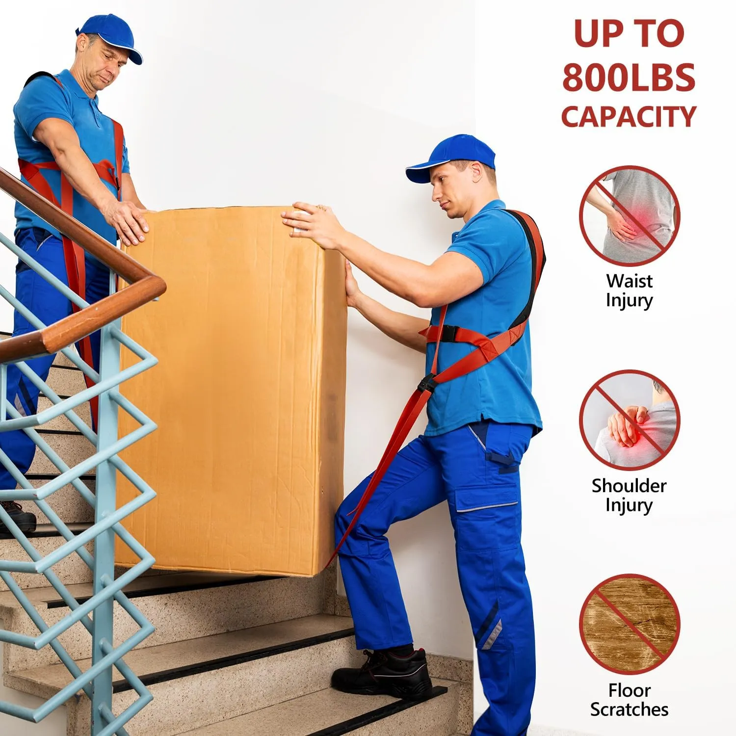 KEDSUM Moving Straps - Lifting Straps Moving for Furniture, 2-Person Lifting & Moving System, Hold Up to 800LBS for Appliances Mattresses Heavy Things, Safely and Easily Like a Pro(with Back Support)
