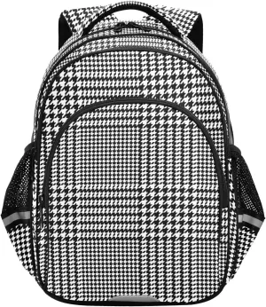 Kids Backpack School Bag for Girls Boys Glen Check Reflective Design Backpack Lightweight Water-Resistant Students Bookbag, Perfect for School,Travel,Hiking, Camping