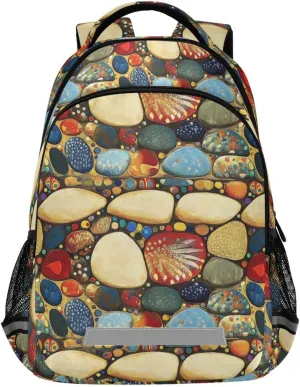 Kids School Backpack-Colorful Cobblestone for Boys Girls Ages 6-12, Lightweight Bookbag with Padded Straps Reflective Stripes Daypack for Travel Hiking Study