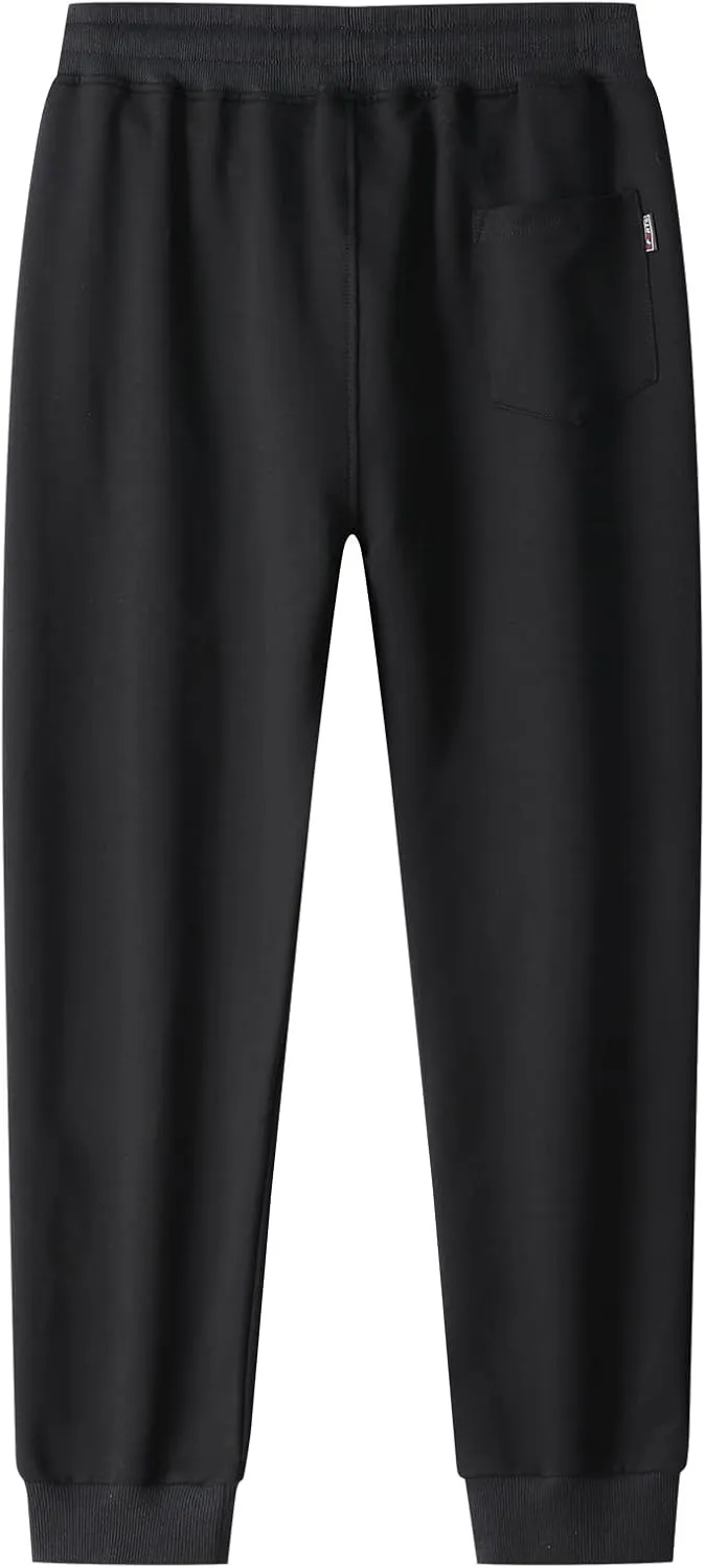 Kihatwin Big Boy's Teen Zip Joggers Pants Casual Gym Workout Athletic Pants Tapered Sweatpants with Pockets