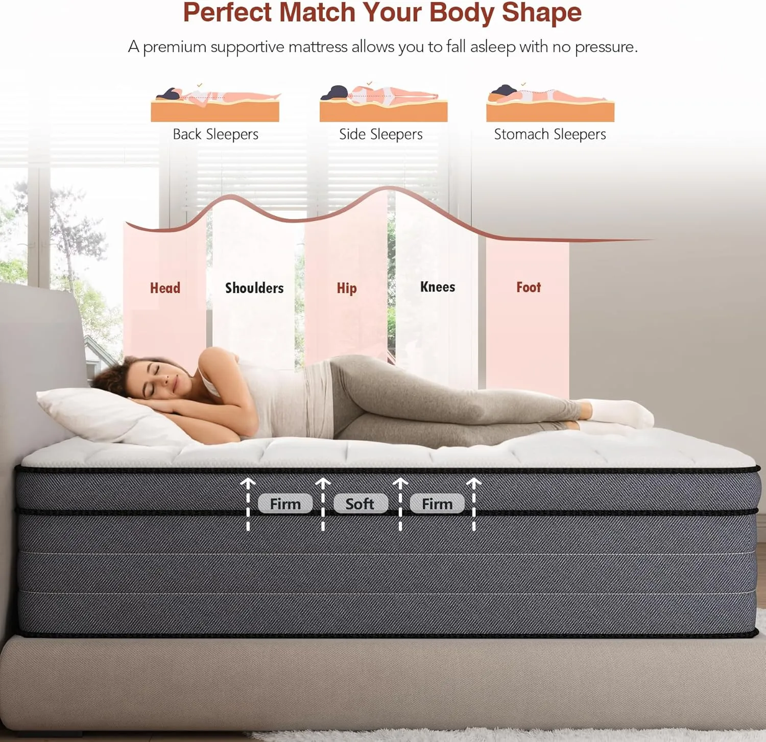 King Size Mattress 12 Inch,Firm King Mattress in a Box with Gel Memory Foam and Pocket Springs, Hybrid Mattresses Pressure Relief&Cooling Feel&Motion Isolation