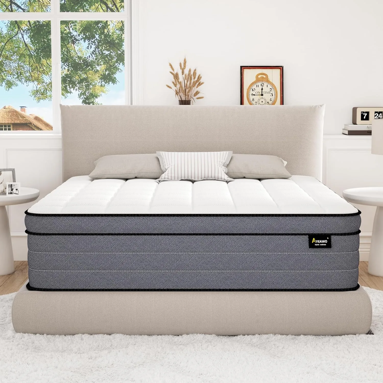 King Size Mattress 12 Inch,Firm King Mattress in a Box with Gel Memory Foam and Pocket Springs, Hybrid Mattresses Pressure Relief&Cooling Feel&Motion Isolation