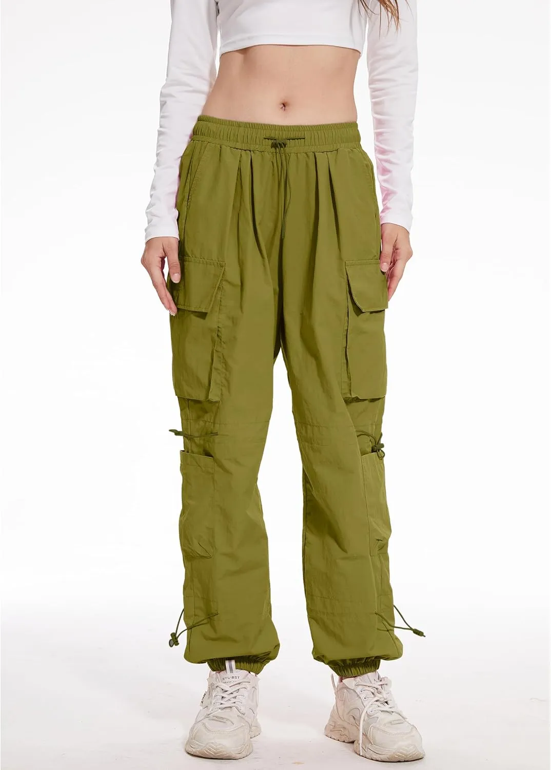 Kisswow Womens Cargo Pants Baggy Parachute Pants Women Quick Dry Joggers Waterproof Hiking Pants
