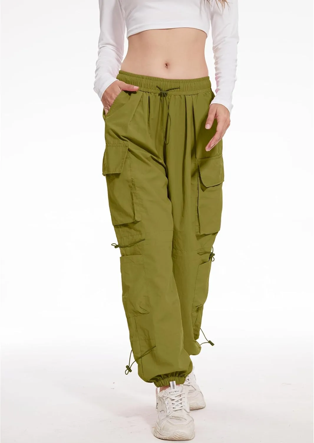 Kisswow Womens Cargo Pants Baggy Parachute Pants Women Quick Dry Joggers Waterproof Hiking Pants