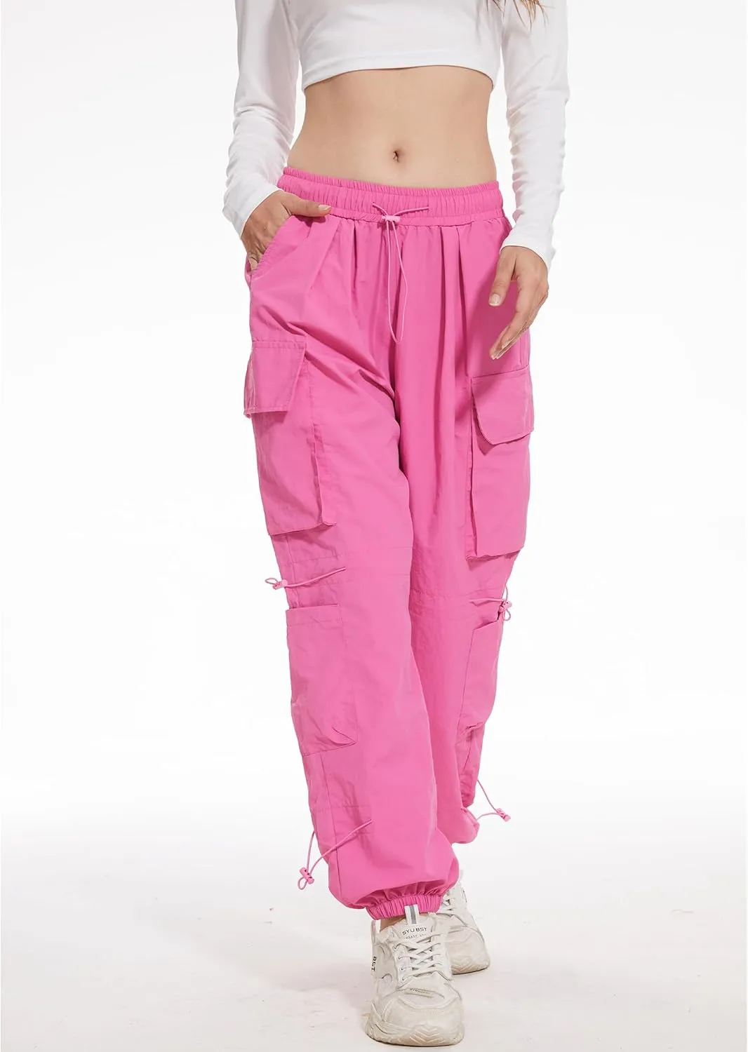 Kisswow Womens Cargo Pants Baggy Parachute Pants Women Quick Dry Joggers Waterproof Hiking Pants