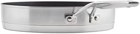 KitchenAid 3-Ply Base Brushed Stainless Steel Nonstick Round Grill Pan/Griddle, 10.25 Inch